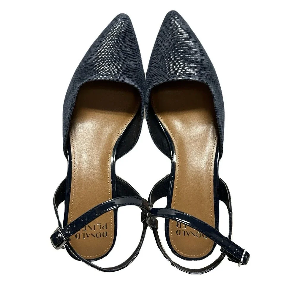 NEW Donald Pliner Womens Size 8 Stania Pumps Navy Lizard Print Leather Heels